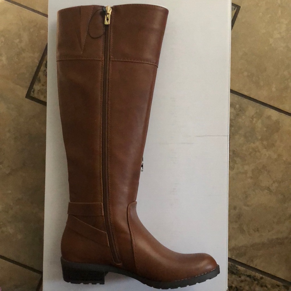 Alfani Jadah brown leather equestrian boot - Picture 2 of 4